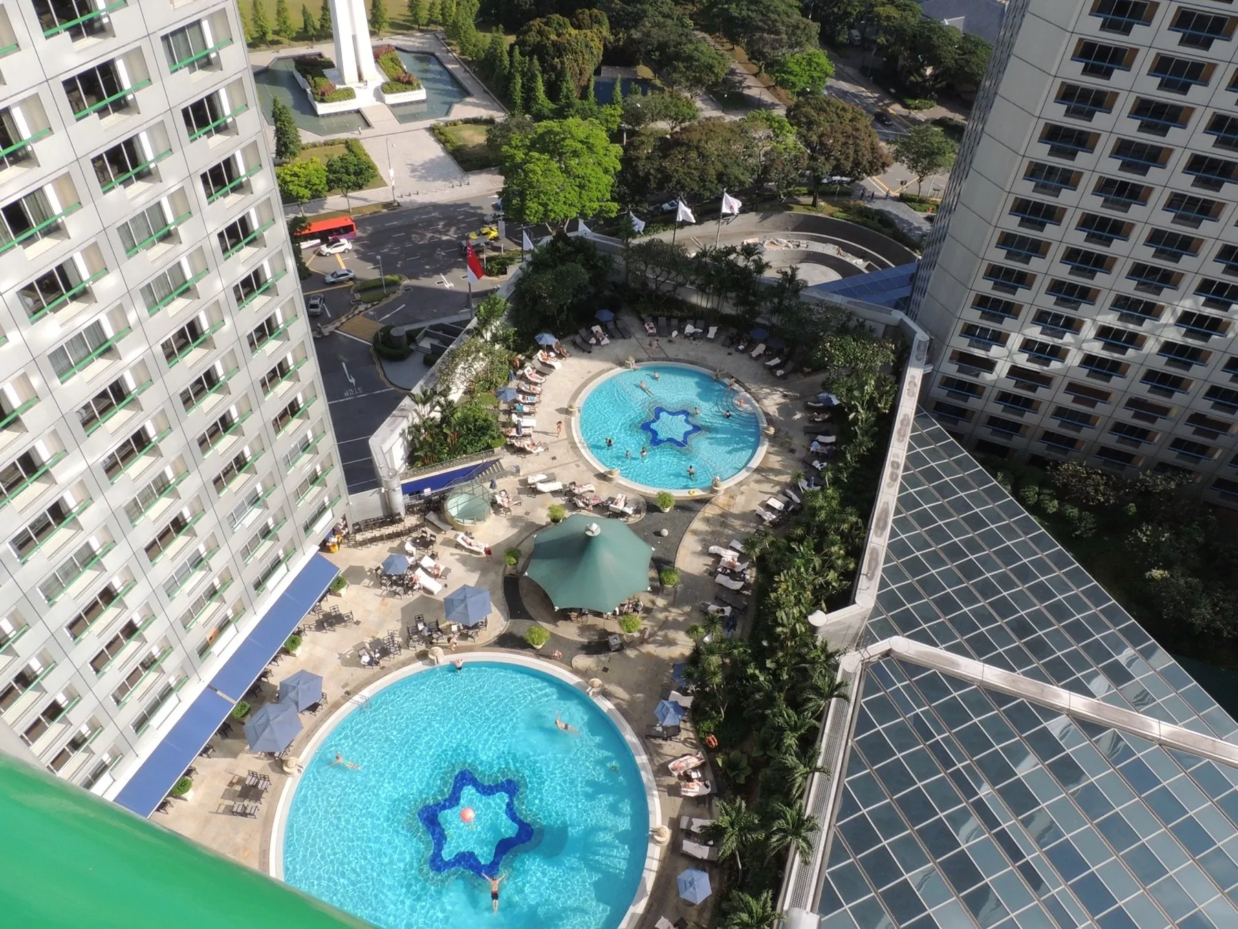 Pool view from a hotel room in Singapore