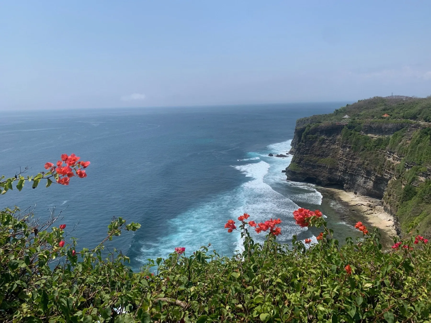 Ocean cliffs near a water temple in Bali